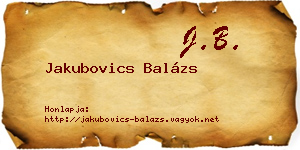 Jakubovics Balázs névjegykártya