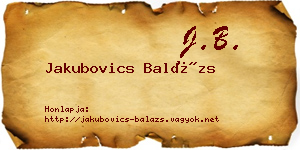 Jakubovics Balázs névjegykártya